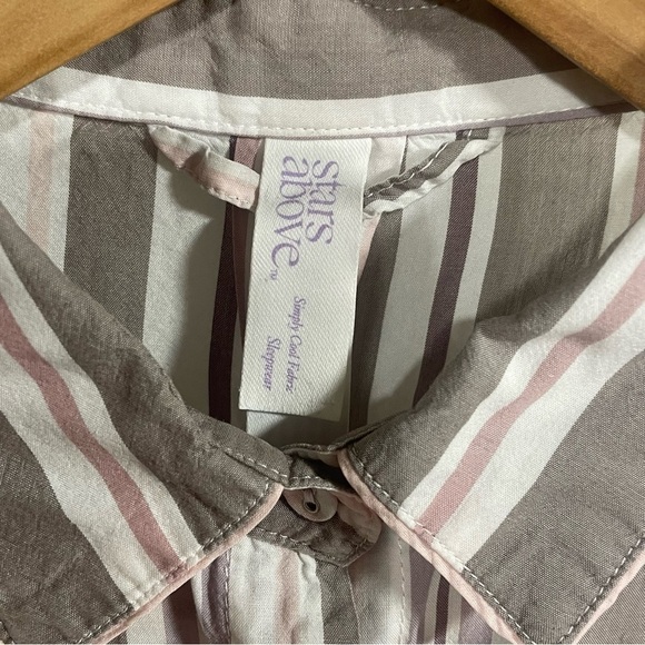 Stars Above Multicolor Stripe Short Sleeve Button Down PJ Shirt Sz XL - Picture 3 of 5